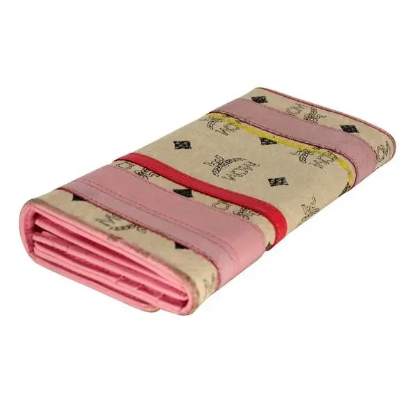 MCM Visetos Monogram Long Pink Gold Hardware Wallet MM-W1005P-A006